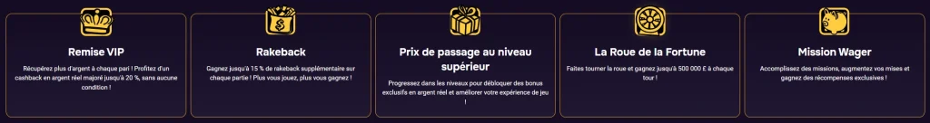 Gtspins Casino programme VIP avec remise, rakeback, roue de la fortune et Mission Wager
